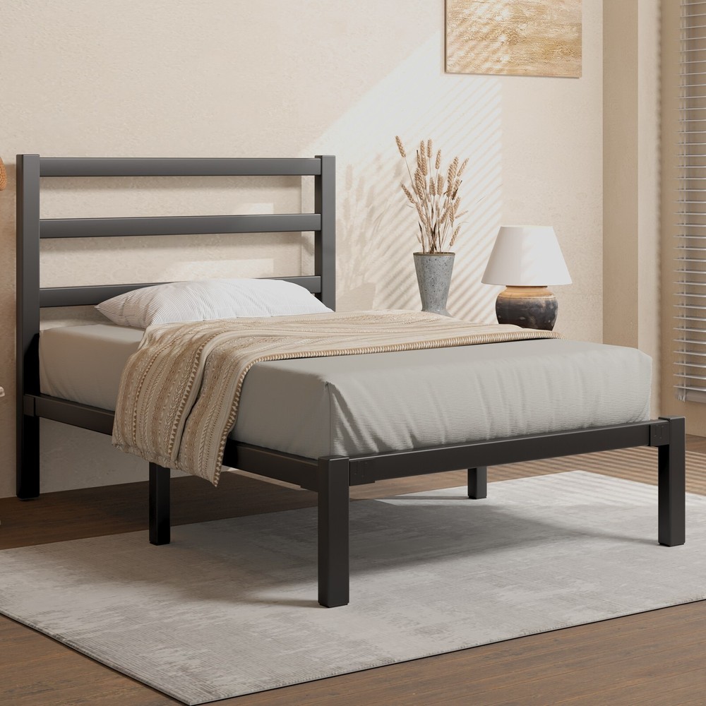 Twin Size Metal Bed Frame with Headboard
