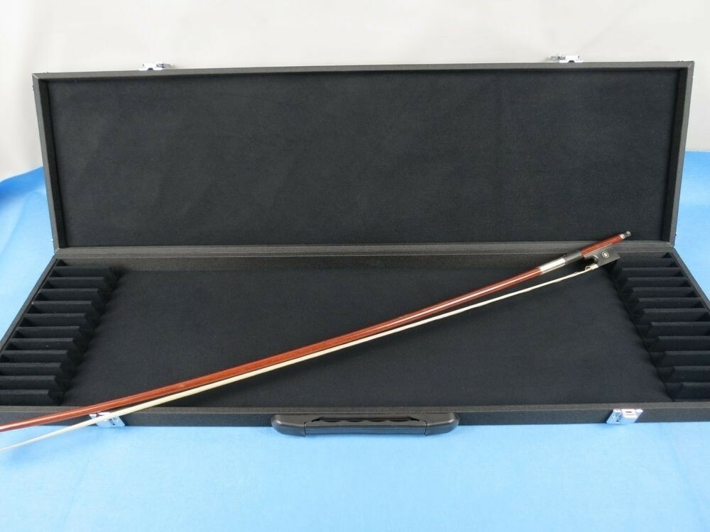 Strong black violin bow case for 12 bow holders Black leather
