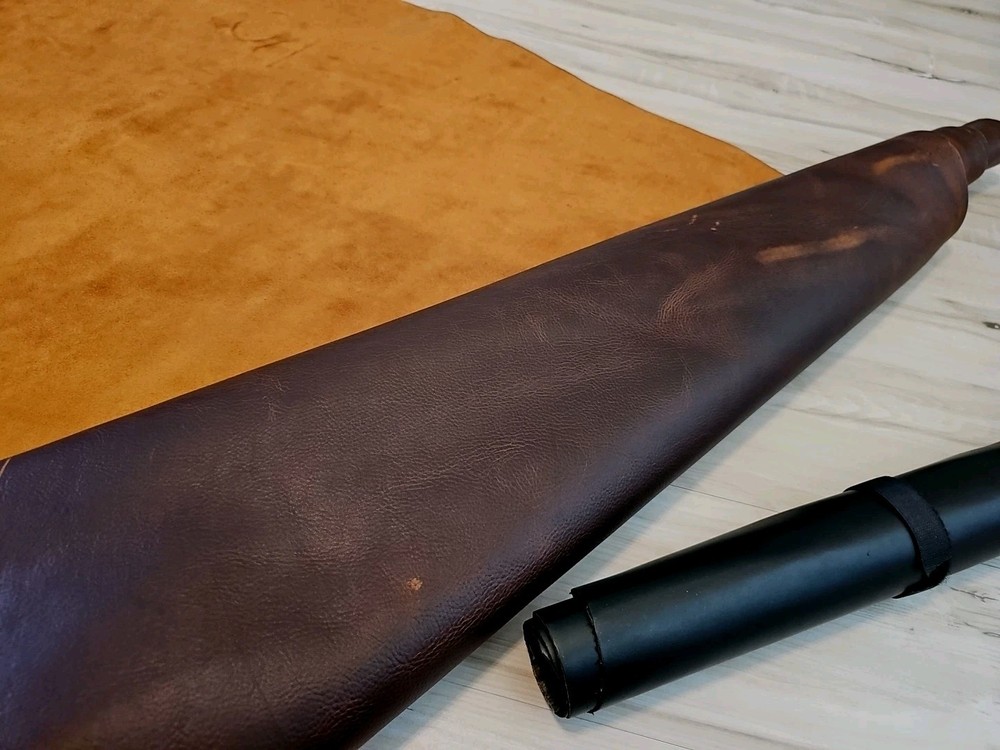 5-6oz WALNUT BROWN PULL-UP OIL TANNED LEATHER HIDE PANEL,SHEET, SQUARE,12x12x24