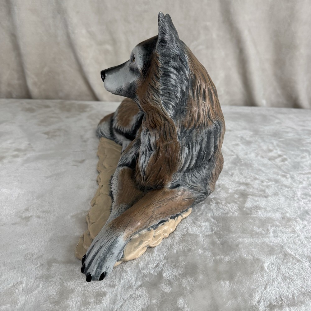 Hand-Painted Ceramic Mold Wolf Laying Down