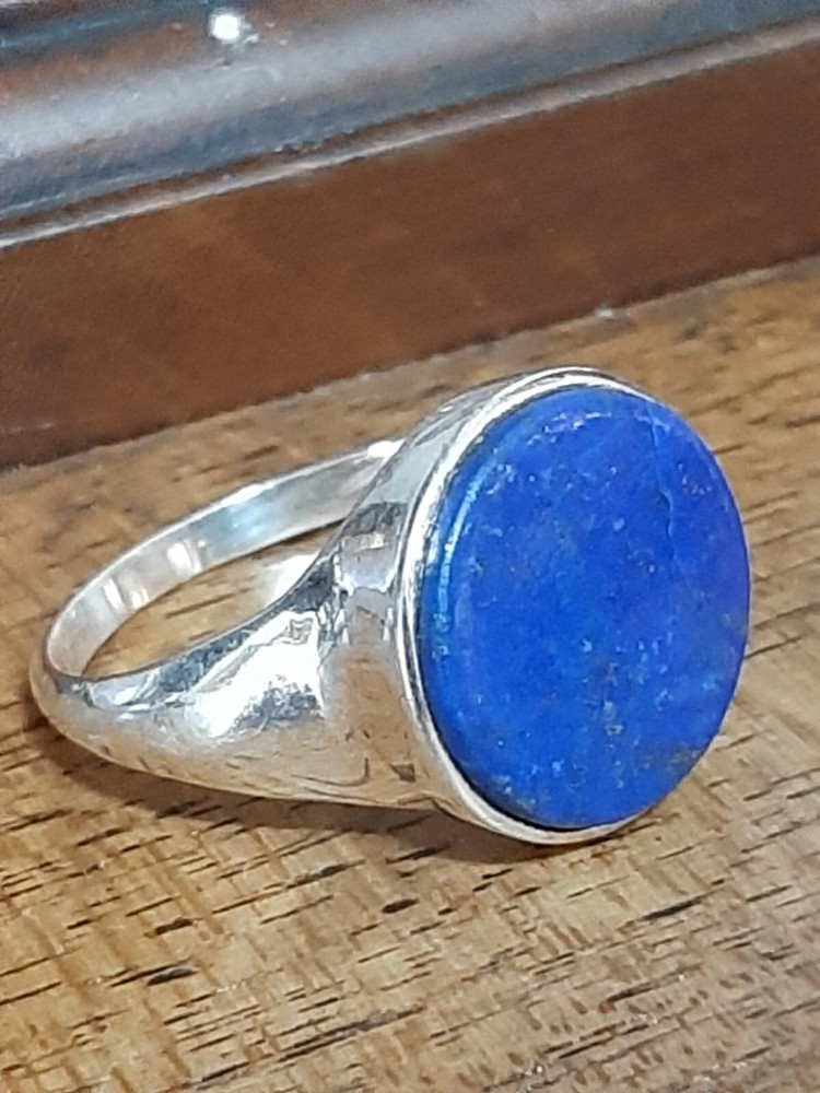 925 Men's Silver Ring Solitaire Seal Lapis Blue Lapis Ring Man $