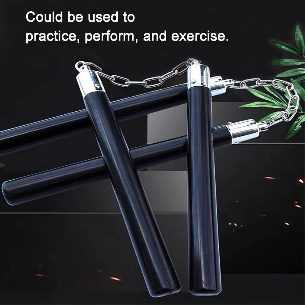 Nunchucks Safe Solid Rubber Training Nunchakus with Steel Chain...