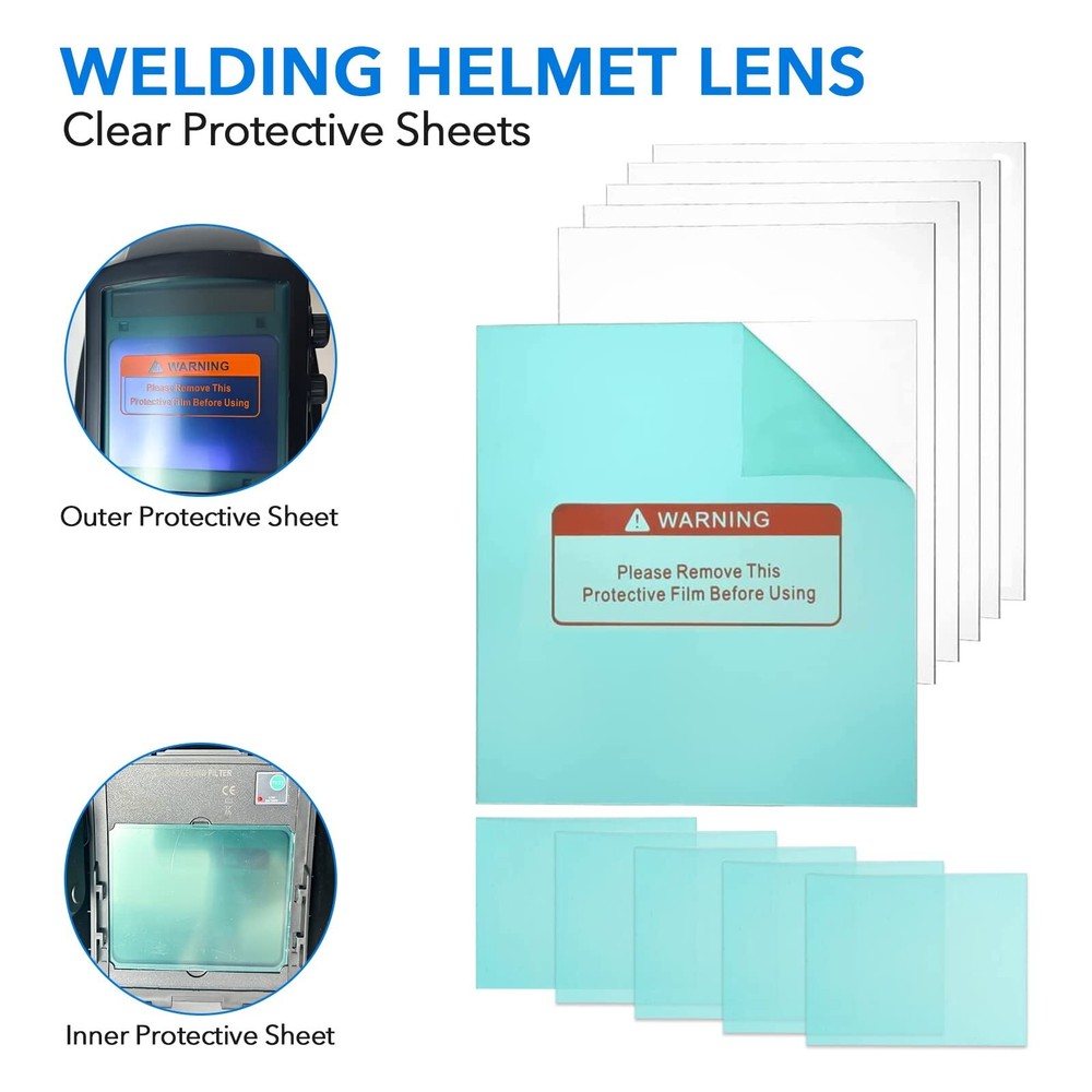 TRQWH Welding Helmet Replacement Clear Lens 5 Outer & 5 Inner Lens Covers