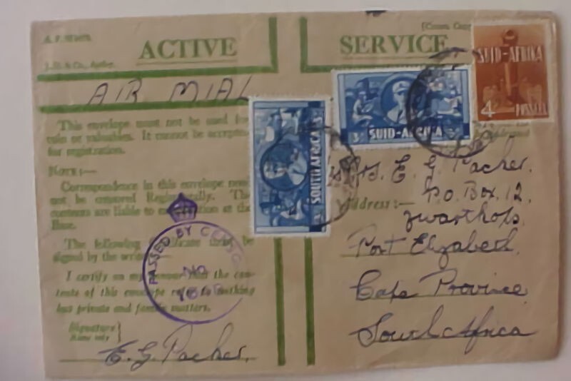 SOUTH AFRICA EYGPT 60 1944 CENSOR