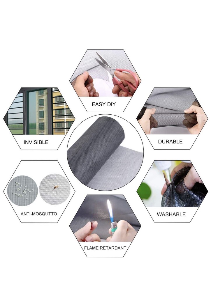 WINDOWS & DOORS SCREEN KIT REPAIR SIZE 36" X 72” INCLUDE SPLINE AND ROLLING TOOL