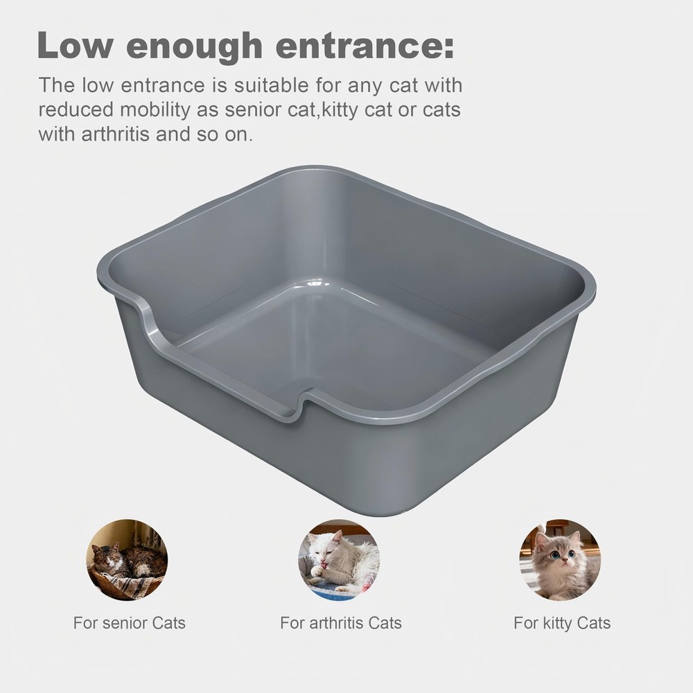 Extra Large Cat Litter Box (ABS Material), Low Entry High Sides Senior Litter...