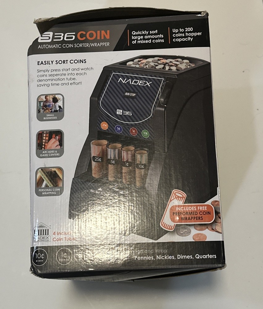 Nadex S36 Coin Automatic Coin Sorter/Wrapper New
