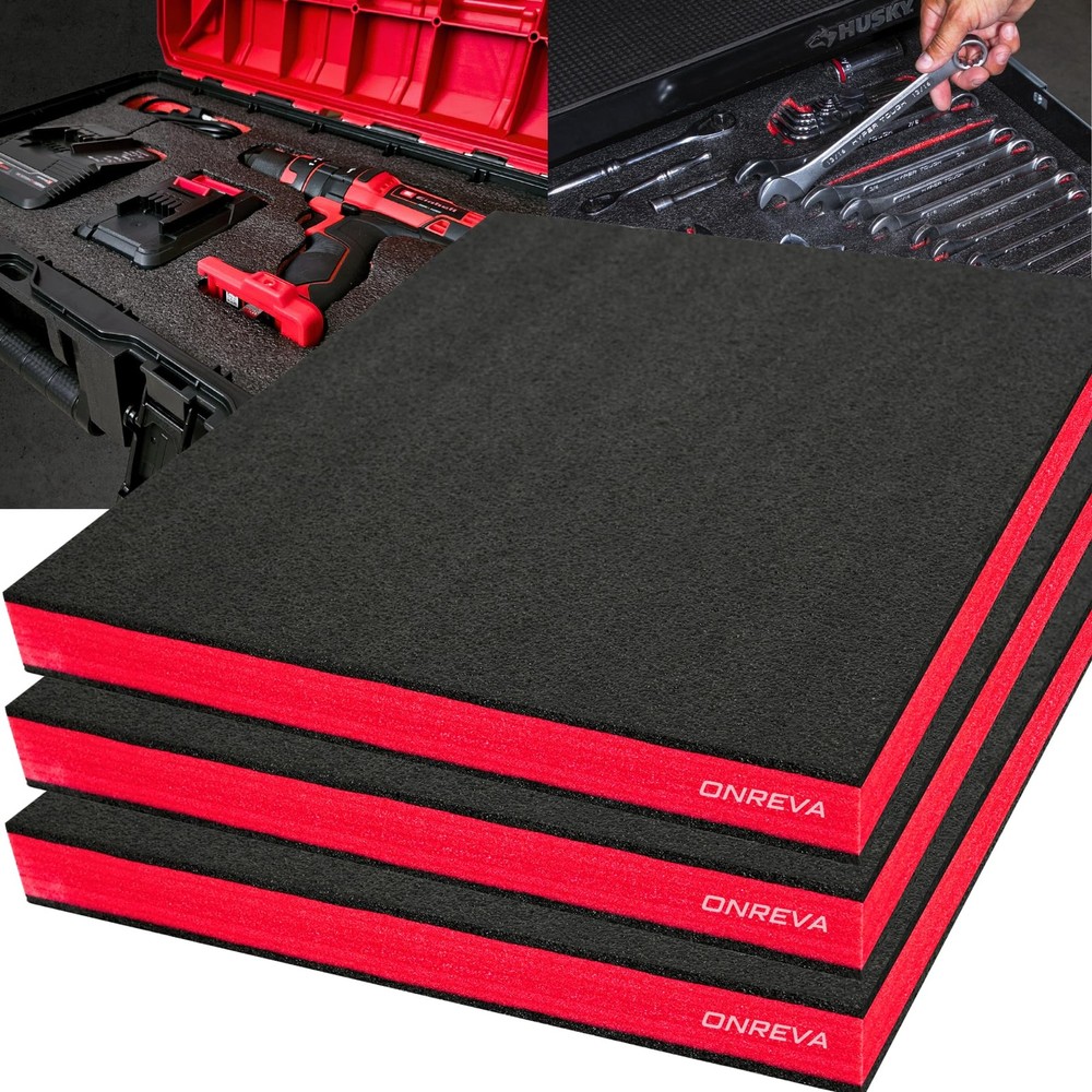 Tool Box Foam 3Pack 18x12x2 inch, Foam Inserts for Cases, Polyethylene Tool Foam