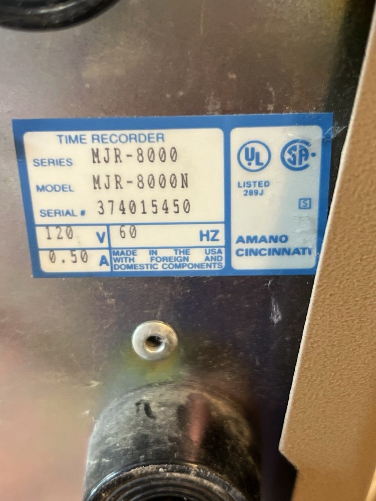 Amano MJR-8000 Computerized Standalone Time Clock See Description