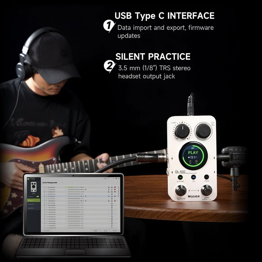 Loop Guitar Pedal Drum Machine Effect Pedal Auto Record 300 Mins w/Touch Screen