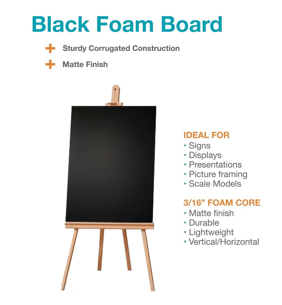 (2 pack) Black Foam Board, 20" x 30"