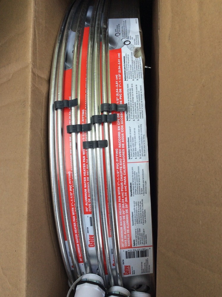 LOT OF 6 - Oatey 26" Aluminum Water Heater Pan with 1" PVC Fitting