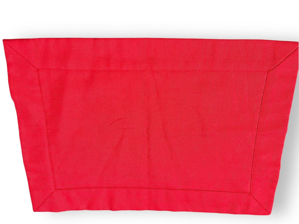10 Classic Red Hemstitch Rectangular Placements for Christmas Holidays All Year