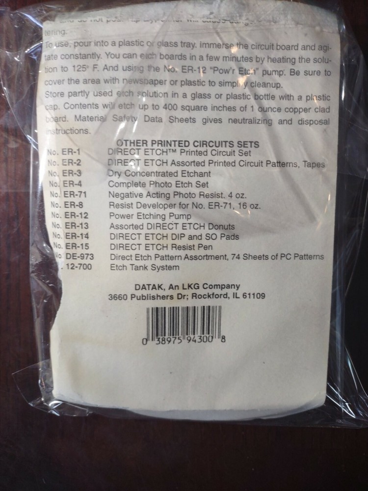 Direct Etch Dry Concentrate Etchant No. ER-3