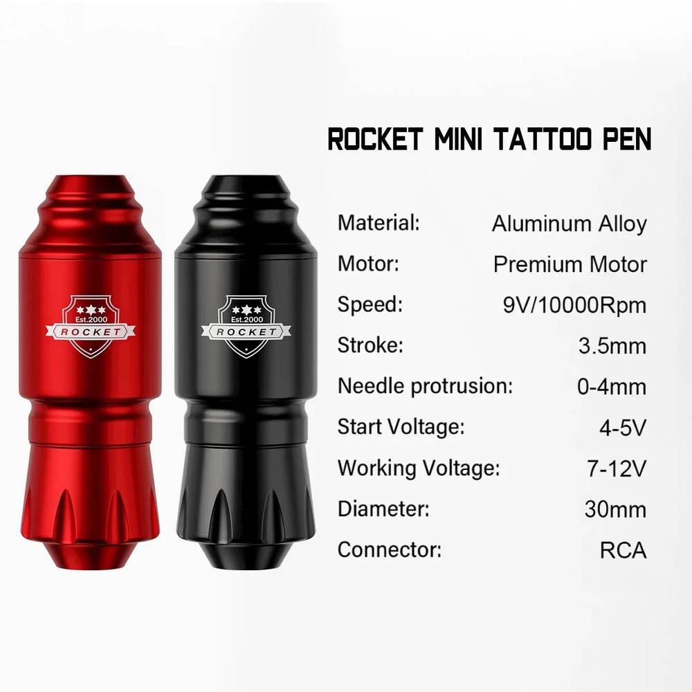 Wireless Tattoo Kit Mini Rocket Machine Battery Case Needle Power Ink Rotary