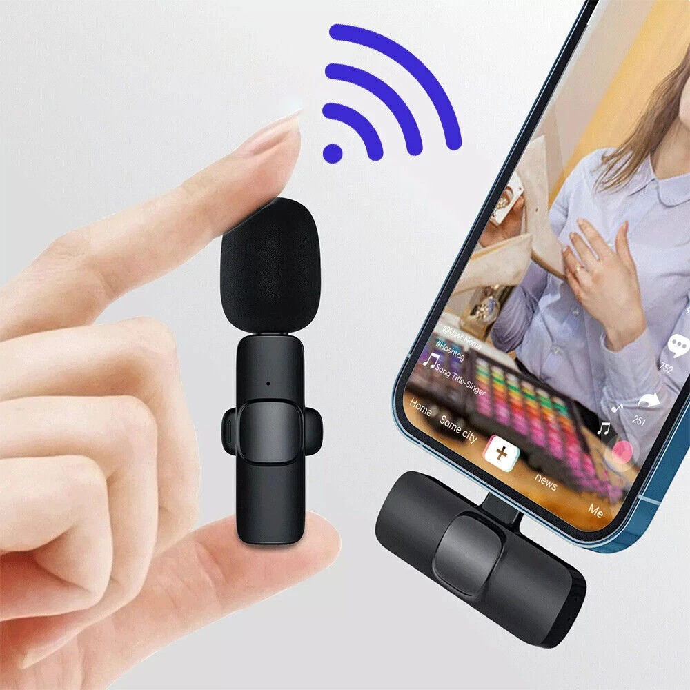 Lavalier Microphone Wireless Audio Video Recording Mini Mic For Android/iPhone