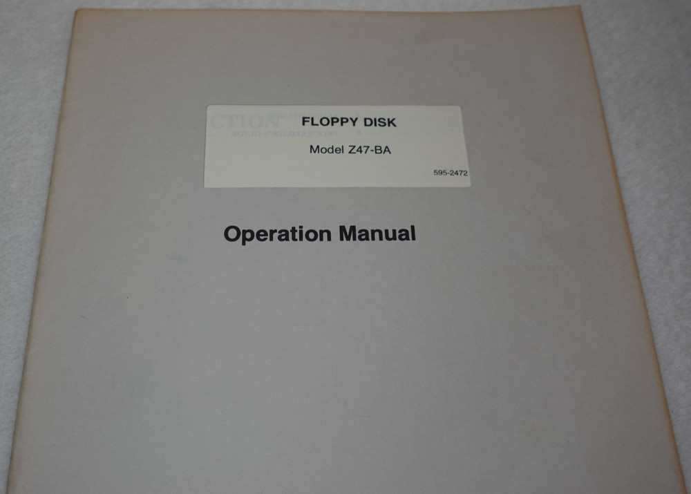 Zenith Data Systems Floppy Disk Model Z47-BA 1980 Operation Manual