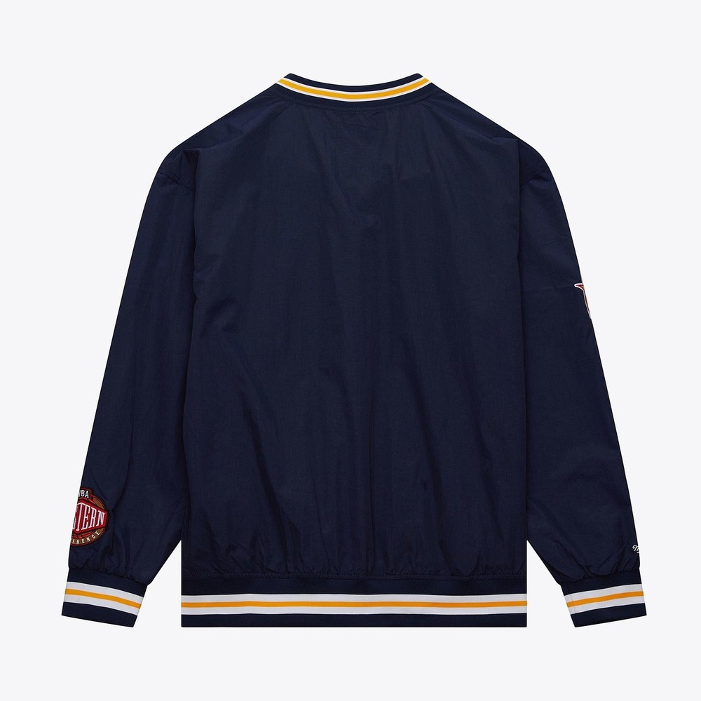 MENS MITCHELL & NESS NBA CLASSIC NYLON PULLOVER VINTAGE LOGO WARRIORS