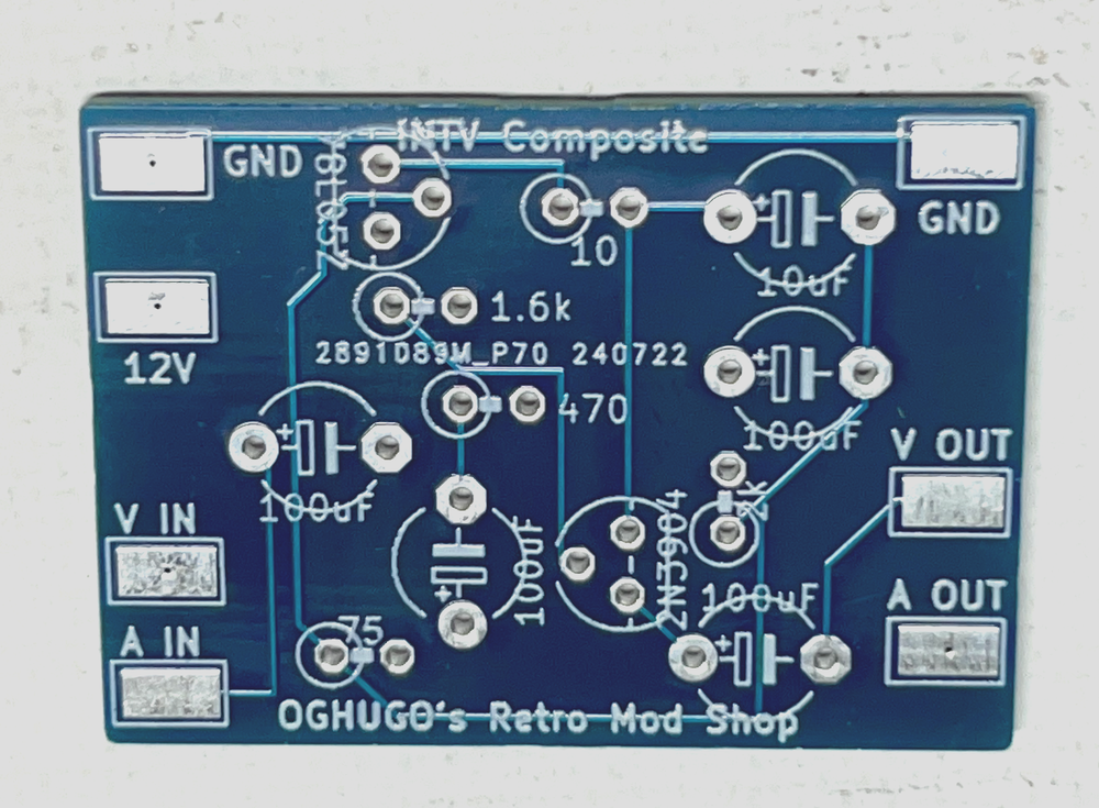 Intellivision composite video mod brd & back panel NO DRILL installation service