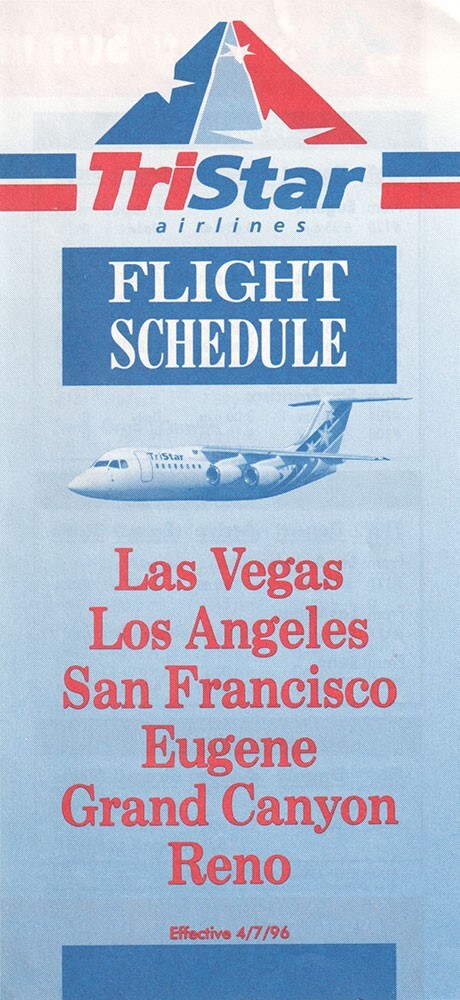 TriStar Airlines timetable 1996/04/07