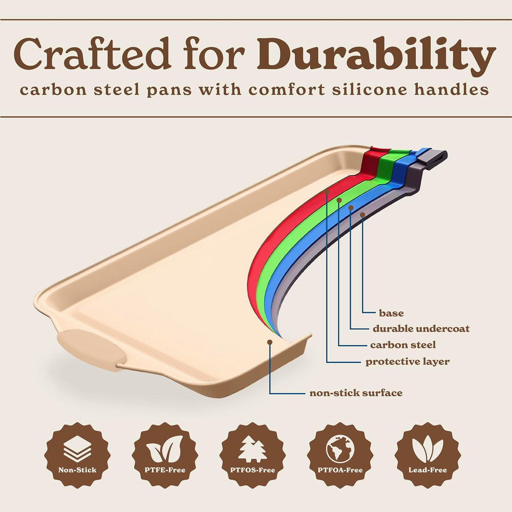 Nonstick Stackable Bakeware Set - Heavy Duty, Durable, Easy Release Baking Set,