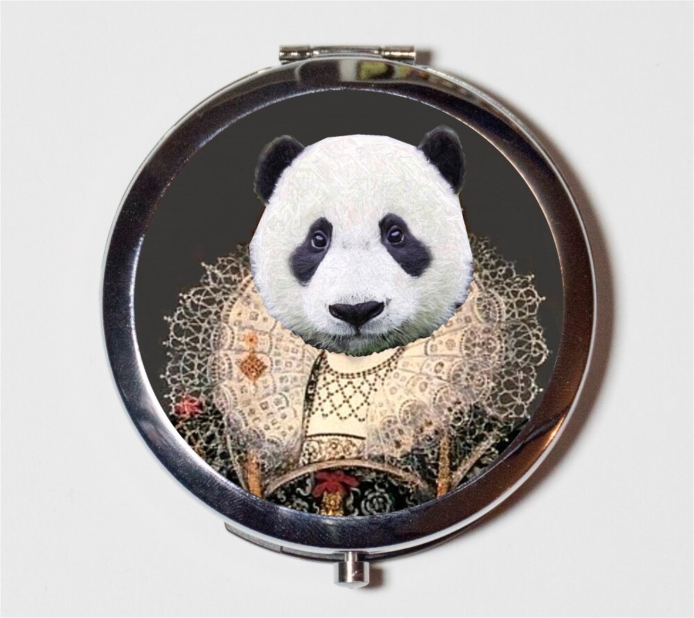 Aristocrat Panda Anthropomorphic Compact Mirror Make Up Pocket Mirror Cosmetics