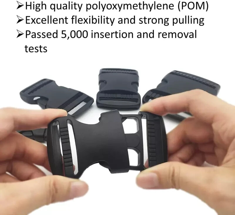 2 Set 1.5 Inch Flat Dual Adjustable Plastic Quick Side Release Plastic Buckles a
