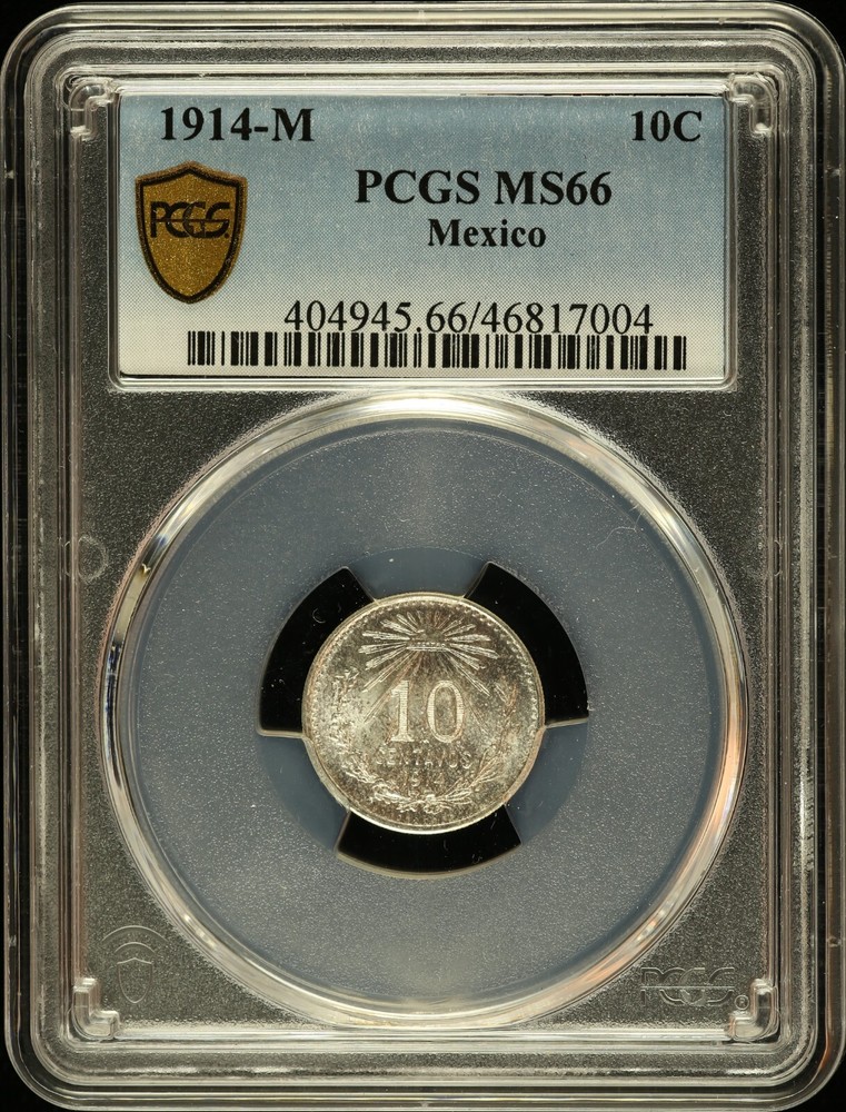 1914 M Mexico 10 Centavos PCGS MS 66