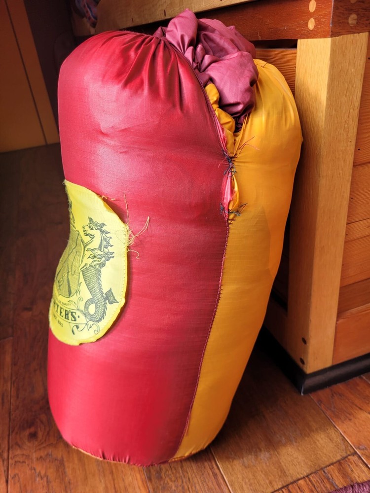 Vintage Herter’s Down Mummy Camping Sleeping Bag W/ Storage Bag