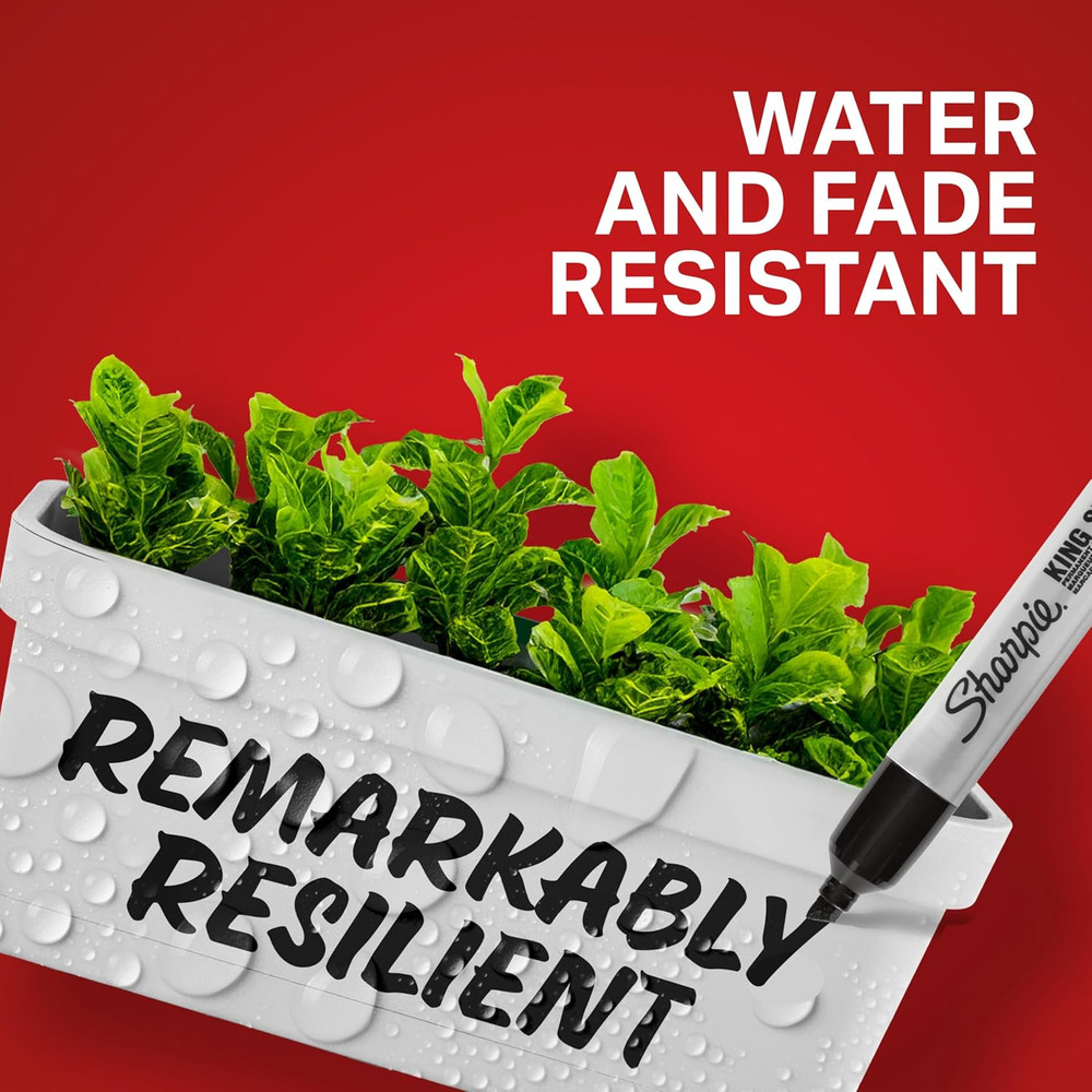 King Size Black Permanent Markers, Chisel Tip, 12 Count, Heavy Duty