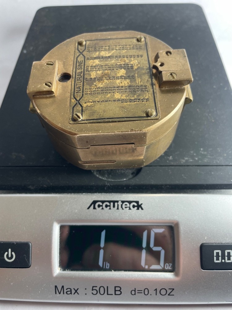 Solid brass nautical calculator (BROKEN). Wooden case