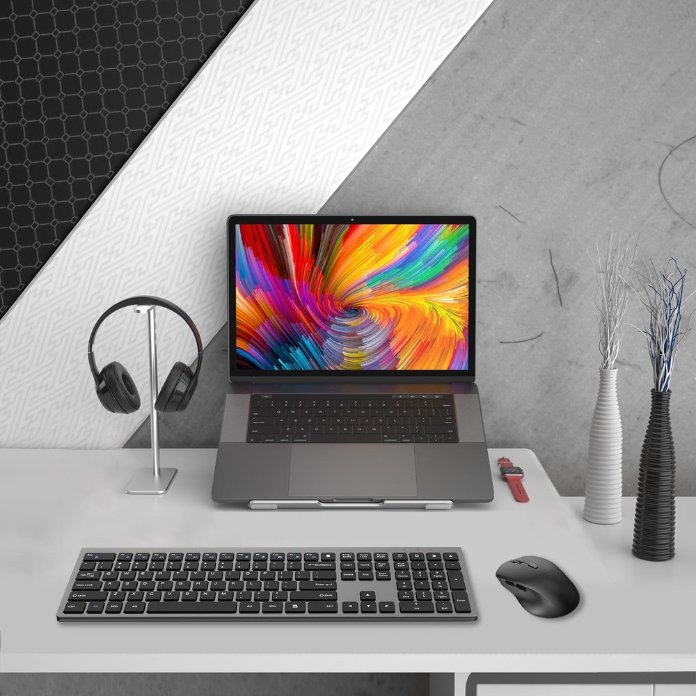 Wireless Keyboard And Mouse Combo FullSize Slim Numeric Keypad Ergonomic
