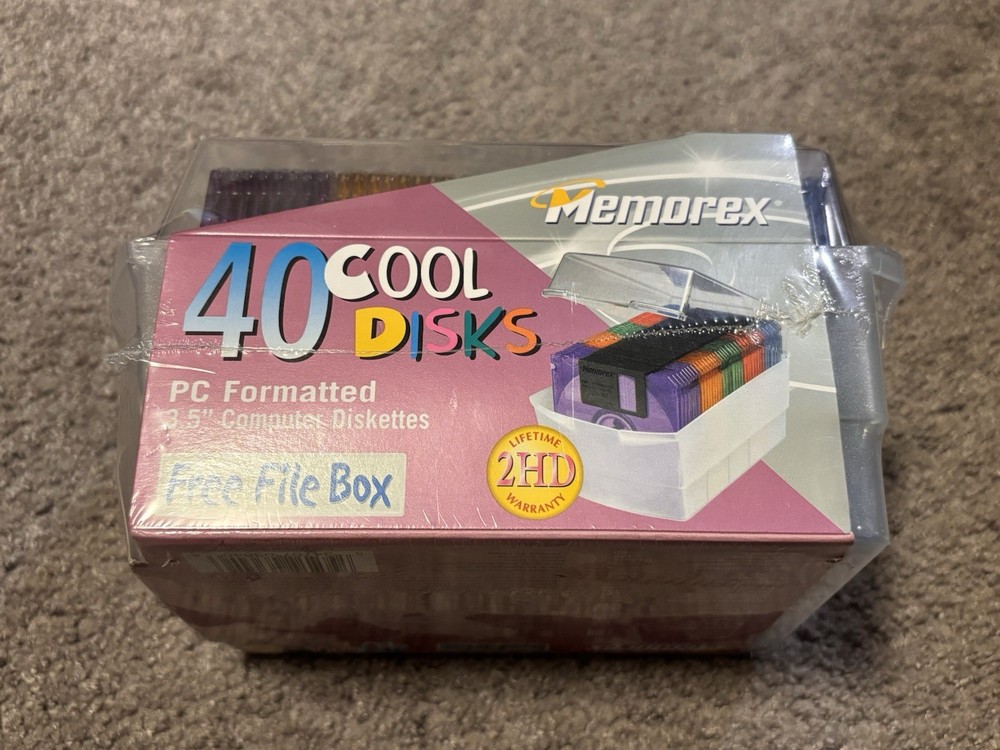Memorex 40 Pack Cool Disks 3.5” Diskettes PC Formatted Computer New Sealed