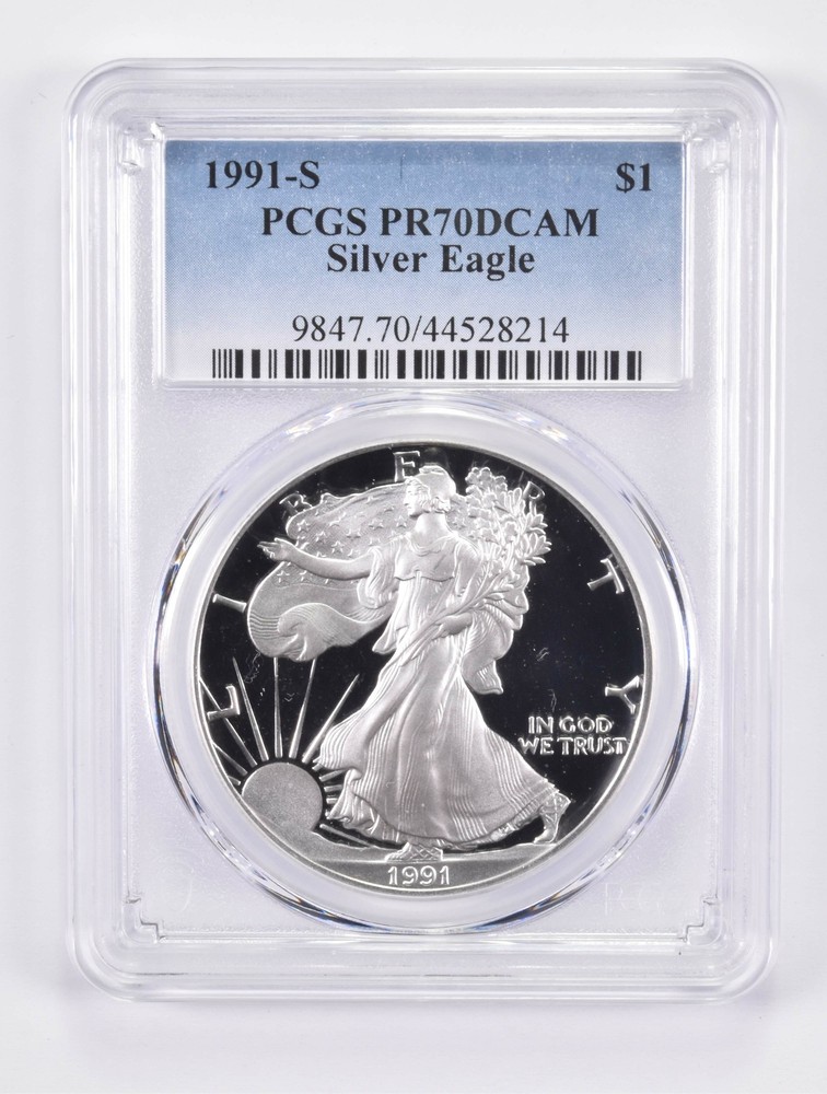 1991-S PR70 DCAM American Silver Eagle PCGS Blue Label