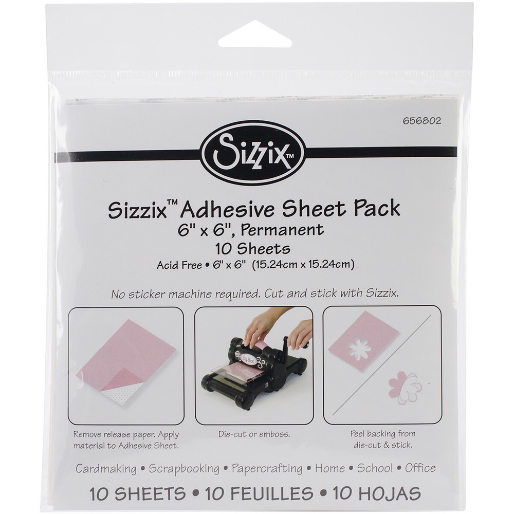 Sizzix 656802 6"X6" Adhesive Sheets 10/Pkg- (3Pk)