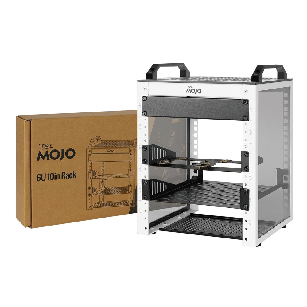 Tecmojo 6U Network Rack, 10 inch Mini Server Rack with 2 Side Translucent Pan...