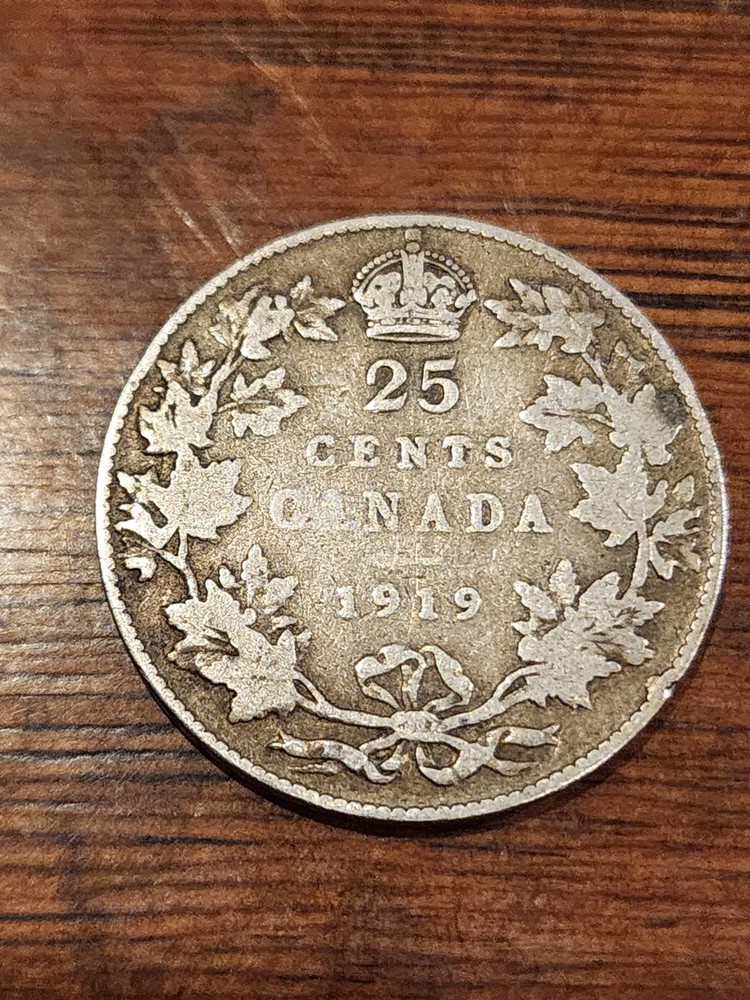 1919 Canada 25 Cents Silver Coin