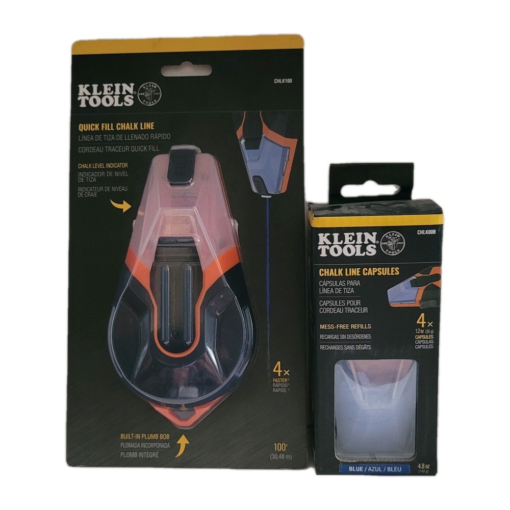 Klein Tools CHLK100 & CHLK00R Chalk Line blue