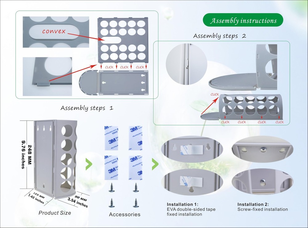 KozyGather Wall-Mounted Plastic Bag Holder (2 Pack) small, Small-COOL GREY 5C