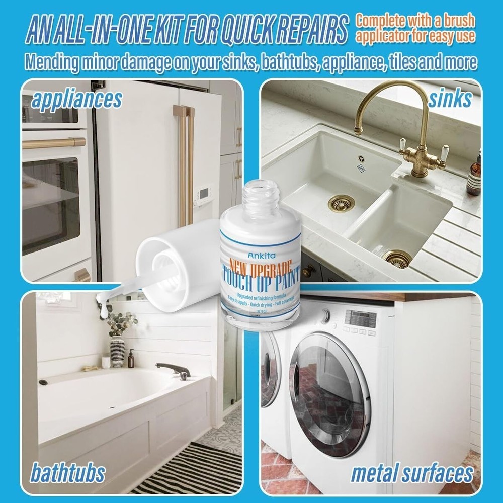 Gloss White Sink & Appliance Touch Up Paint - Waterproof, Quick Drying Formula