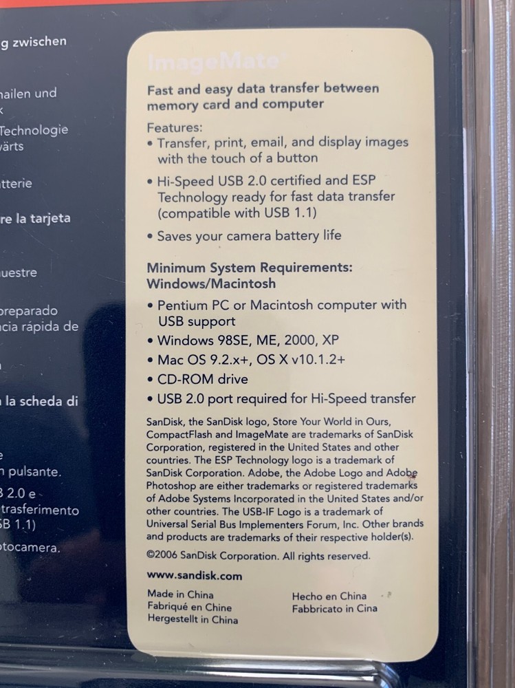 SanDisk CompactFlash USB 2.0 Reader with Button (SDDR-92-E15)