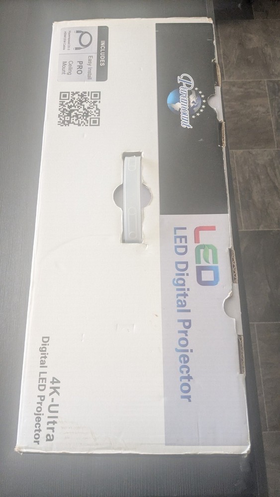 Paramount Projector 4K Ultra, LED Digital Blu-Ray, 3D w Remote Control