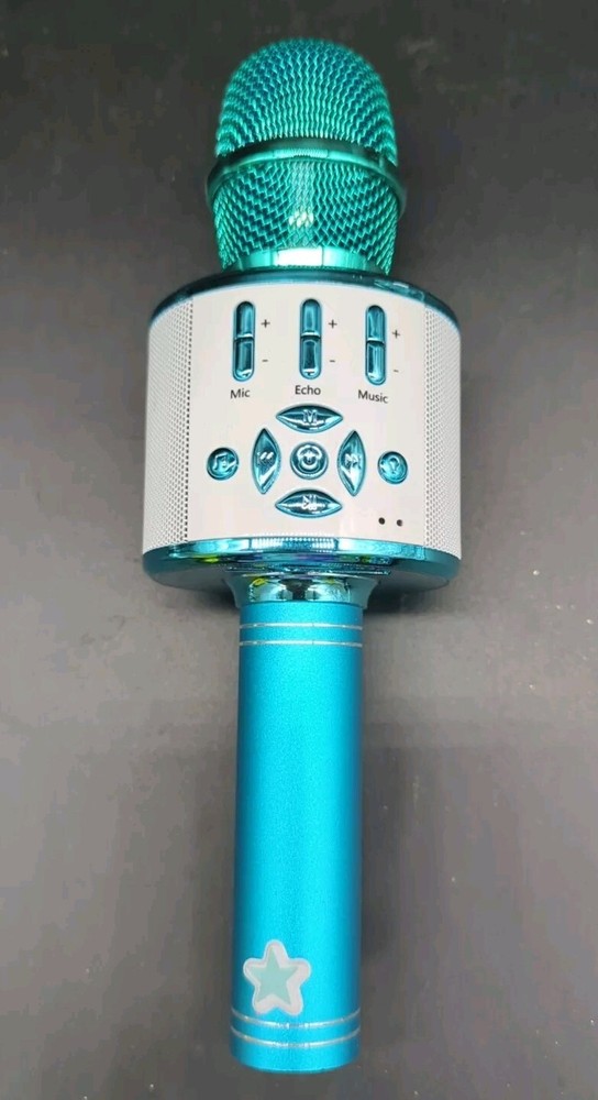 Bluetooth,speaker,lights Multifunction Karaoke Microphone Blue Tested Works