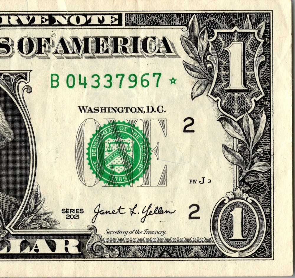 2021 B Star Note One Dollar Bill Regular Run Pack Note