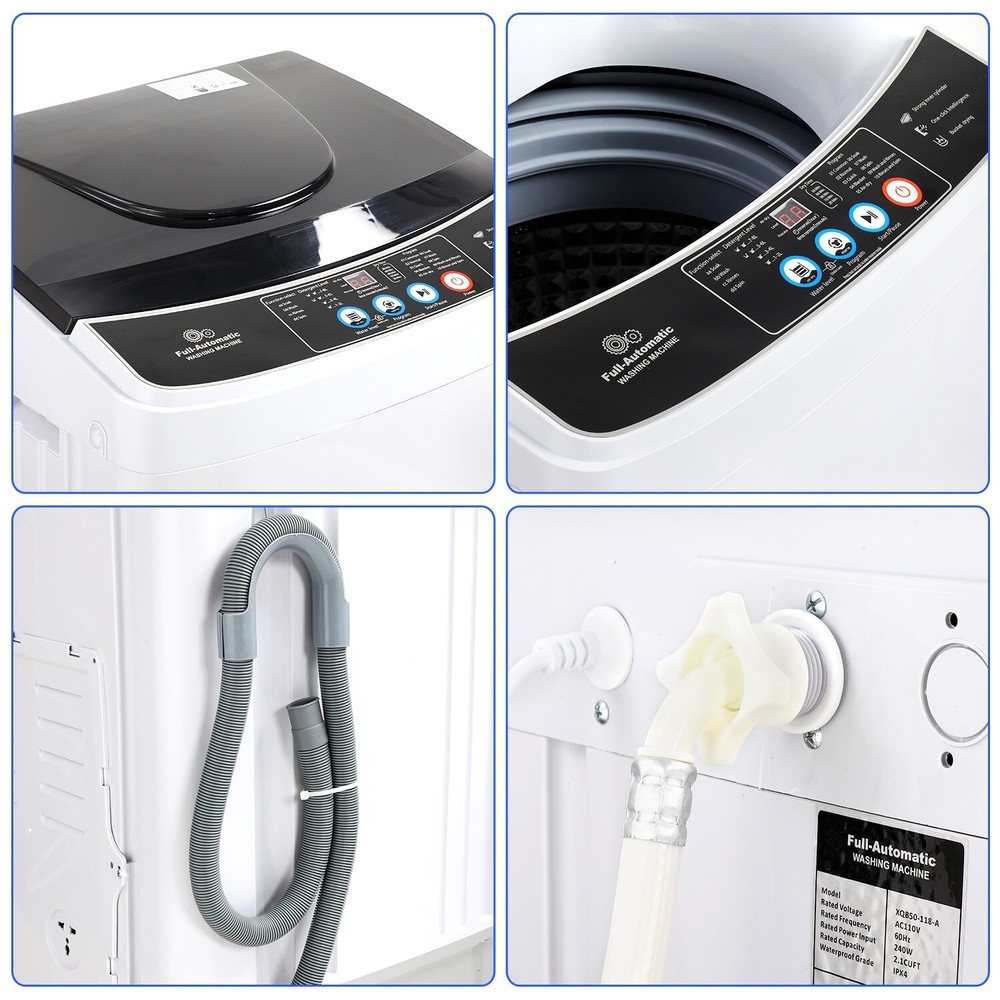 20lbs Full-Automatic Washing Machine with 10 Program Drain Pump Portable Washer-