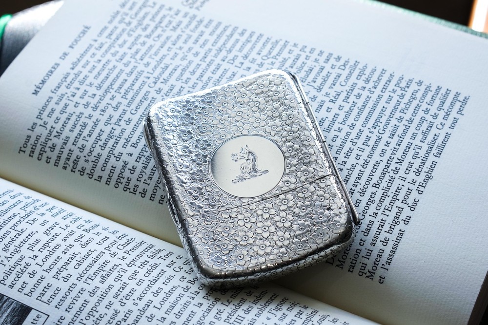Antique Victorian Solid Silver Cigarette Case Unusual Opening Mechanism 1886