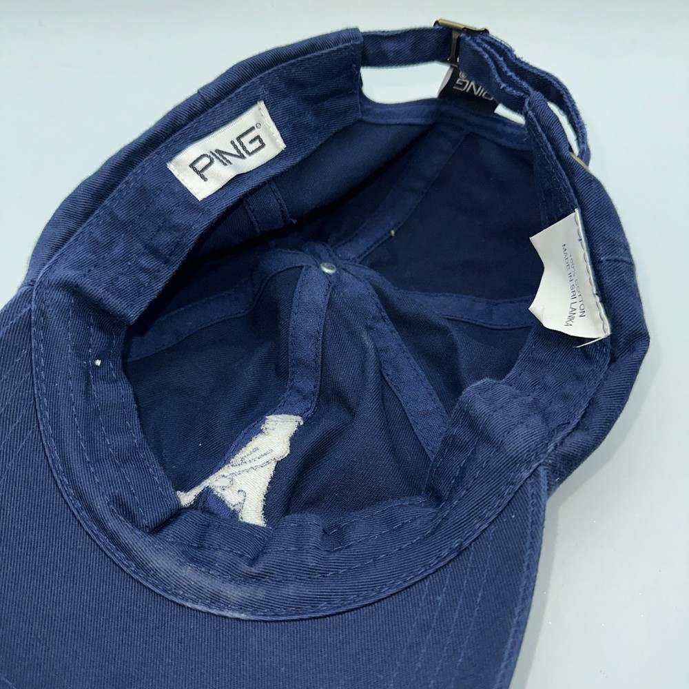 PING Golf Adjustable Strapback Hat Navy Blue Embroidered Logo Cap Hat