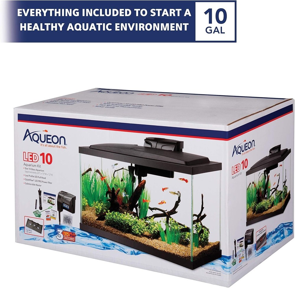 Aqueon LED Fish Aquarium Starter Kit, 10-gal