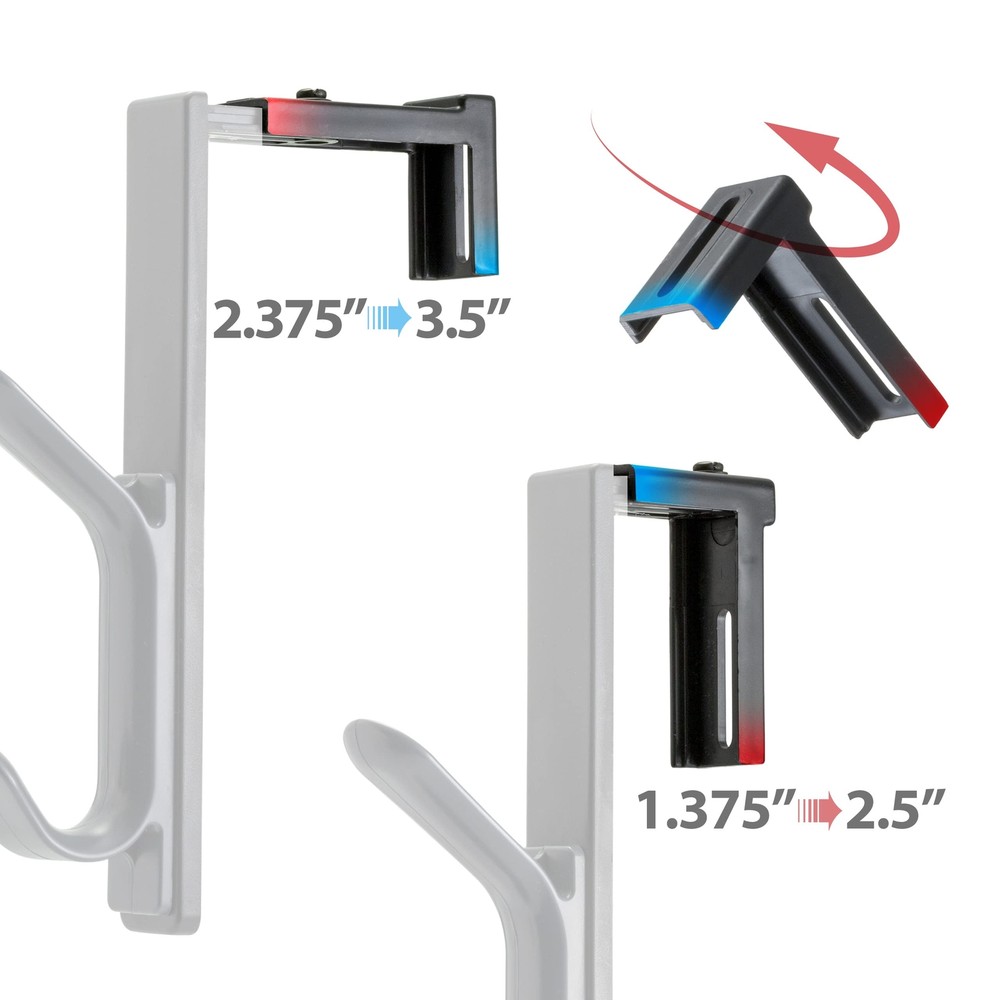 Adjustable Double Coat Hooks 2-Pack Cubicle Panels Durable Black Finish
