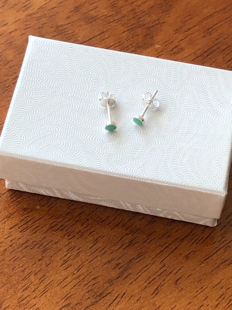 925 Sterling Silver Round Turquoise Stud Earrings Tiny Post Stud 3mm